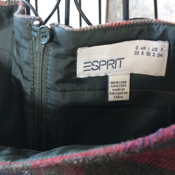 ESPRIT Wool Blend mini skirt - Green blue red plaid (Sz. US2) - Picture 3 of 5